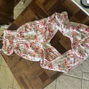 Miami Floral Jumpsuit - Pink and White